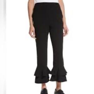 N/Nicholas Black Crepe Ruffled Hem Cropped Pants Size US 4